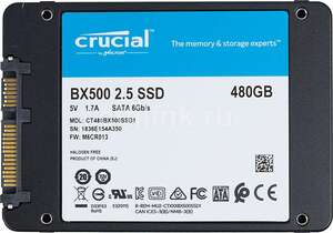 SSD накопитель CRUCIAL BX500 CT480BX500SSD1 480ГБ, 2.5", SATA III