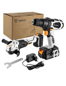 Аккумуляторные дрель-шуруповерт DEKO DKCD20 20В 1-2.0Ач и УШМ DEKO DKAG20-125 20В, 063-4204