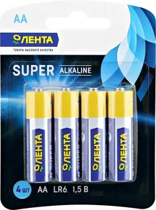 Алкалиновые батарейки Лента тип АА 4шт. (14₽/шт)