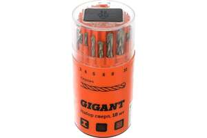 Набор сверл по металлу, кирпичу, дереву (18 шт; 3-10 мм) Gigant G-11120