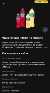 Возврат 100% на Черноголовку H2FRUIT в магазинах Магнит