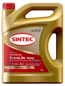 Масло моторное SINTEC EXTRALIFE 7000 5W-30 A3/B4 Синтетическое, 4 л + 500 баллов за отзыв (с картой Ozon)