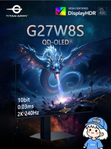 Монитор QD-OLED Titan Army 26.5" G27W8S (2K, 240Hz, 0.03ms, 10bit, HDR400 из Китая с озон-картой)