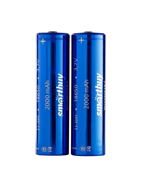 2 шт. аккумулятор SmartBuy LI18650, 2000 мАч (SBBR-18650-2S2000) с картой OZON