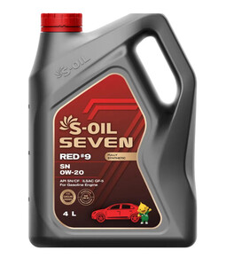 Синтетическое моторное масло S-OIL SEVEN RED #9 SN 0W-20, 4 л (с картой OZON)