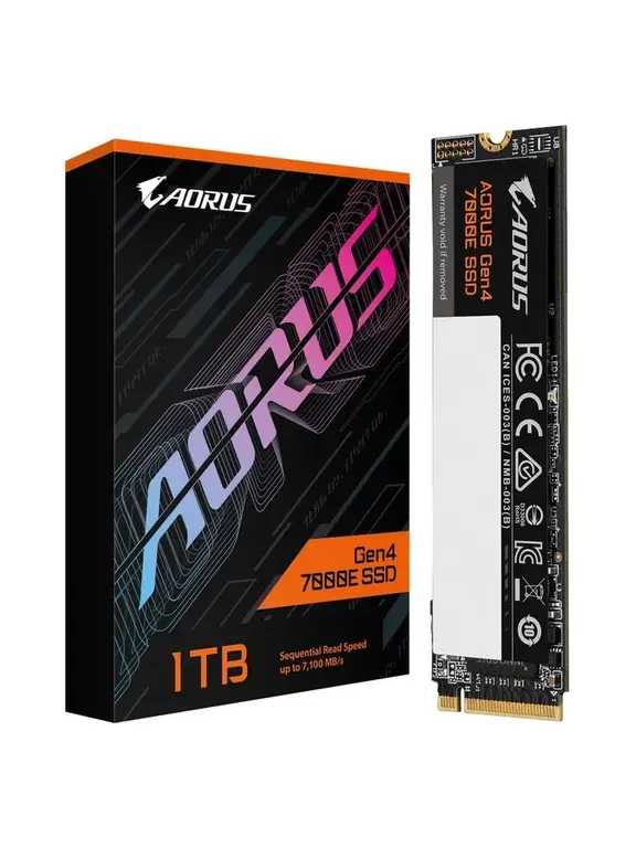 SSD накопитель Gigabyte AORUS Gen4 7000E c DRAM буфером, R7300/W6000 (с картой Ozon)