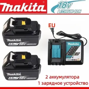 Аккумулятор Makita BL1860B 6,0 Ач, 18 В, 2 шт (вероятно не оригинал, из-за рубежа, с Ozon картой)