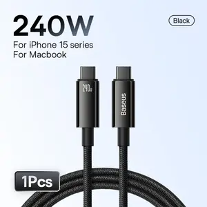 Кабель Baseus Tungsten Gold USB-C, 2 м (240 Вт, 480 Мбит/с)