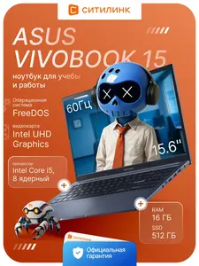 Ноутбук ASUS Vivobook 15 X1502VA-BQ443 (15.6", IPS, 1920x1080, Intel Core i5 13420H, 16/512 ГБ SSD, Intel UHD Graphics, без ОС) 
