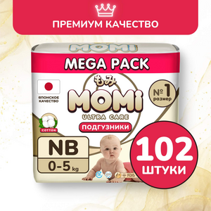 Подгузники MOMI Ultra Care MEGA PACK NB 0-5 кг, 102 шт.