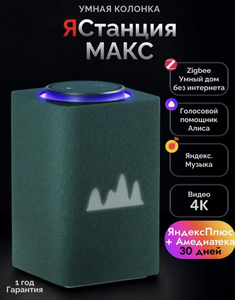 Умная колонка Яндекс Станция Макс с Алисой Zigbee Яндекс (с подпиской и макс. ВБ кошельком)