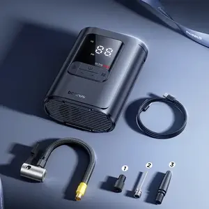 Портативный автомобильный насос Baseus GoTrip VA1 Max, функция внешнего аккумулятора 6000 мАч, фонарик