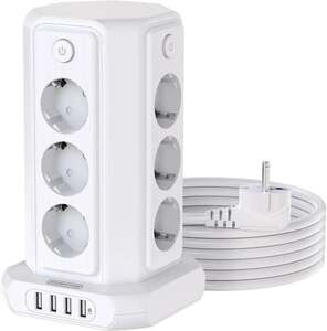 Сетевой фильтр с выключателем, 12 розетки, 4USB, 16A, 4000W, 3 м (с картой OZON, из-за рубежа)