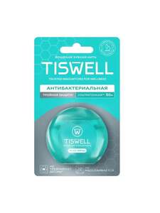 Зубная нить вощеная тонкая с ксилитом TISWELL, 50 м (с Озон картой)