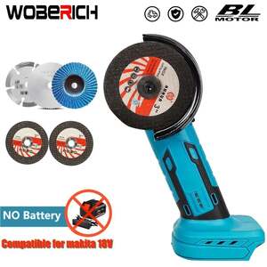 Бесщеточная мини УШМ WOBERICH, без АКБ + набор дисков, под типоразмер Макита (из-за рубежа, с картой OZON)