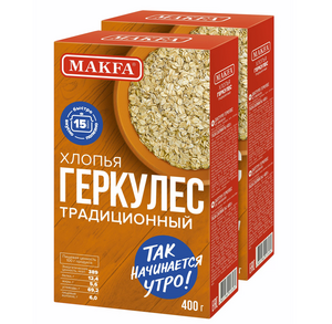 Хлопья Макфа Геркулес традиционный, 2 уп. по 400 г (по карте Я Пэй)