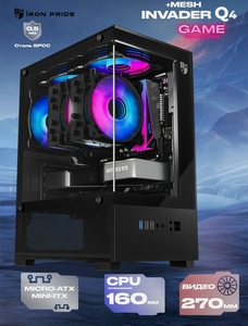 Корпус Invader Q4M + закаленное стекло, Micro-ATX, Mini-ITX