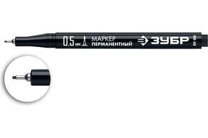 Перманентный маркер ЗУБР МП-50 черный, 0.5 мм экстра тонкий 06321-2