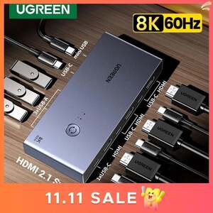 UGREEN Коммутатор-переключатель/Свитч/док-станция для двух ПК и монитора 8K