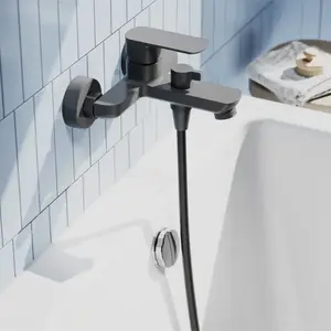 Смеситель для ванны Pragma Teiden, матовый черный, материал Латунь (с картой OZON)