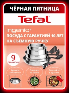 Набор посуды со съемной ручкой Tefal Ingenio Cook Eat, 9 предметов