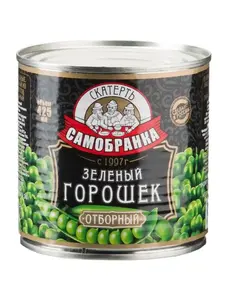 Горошек Скатерть-Самобранка зеленый консервированный ГОСТ, 400 гр (с ВБ кошельком)