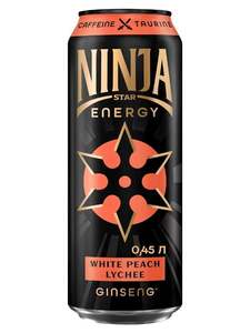 Энергетик Ninja Star Белый персик-Личи, 24х0.45 л (по озон карте)