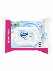 Влажная туалетная бумага Zewa Пьюр, 80 шт. (+200 баллов Ozon за отзыв)