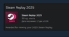 Значок и очки опыта за просмотр итогов 2025 года в STEAM