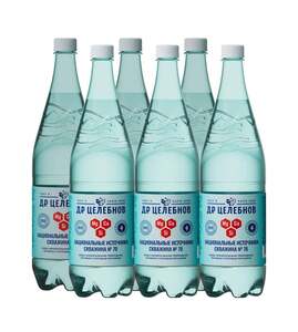 Вода газированная Д.Р. Целебнов минеральная лечебно столовая, 6 шт х 1,5 л