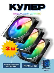 Вентиляторы для ПК YUHUI, 120 мм, 3 шт, F-RGB (с картой OZON)