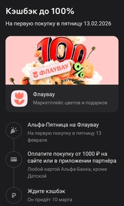 Возврат до 100% в Flowwow 13 февраля 